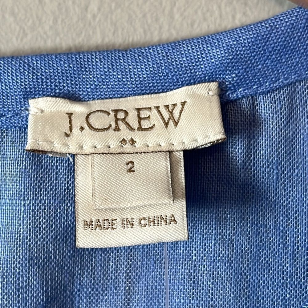 New! J. Crew Factory Linen Top Crochet Women's Size 2 Blue NWT - Picture 5 of 13